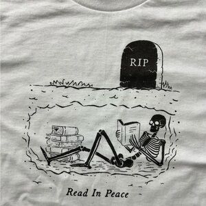 Read In Peace funny vintage horror retro White size Large Unisex T-shirt